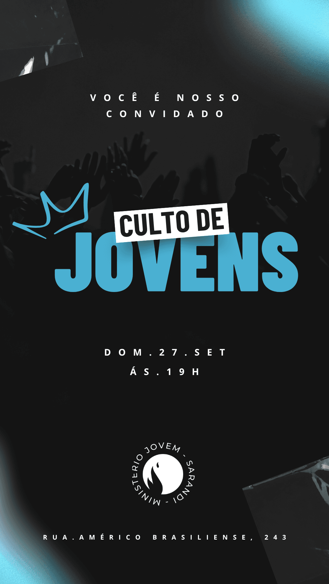 Culto de Jovens — Domingo, 27 de setembro, às 19h